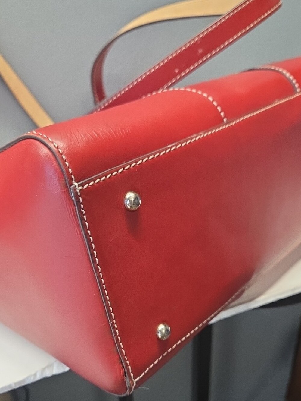 Dooney & Bourke Cherry Red Leather Tote with Front Zip - Picture 3 of 10